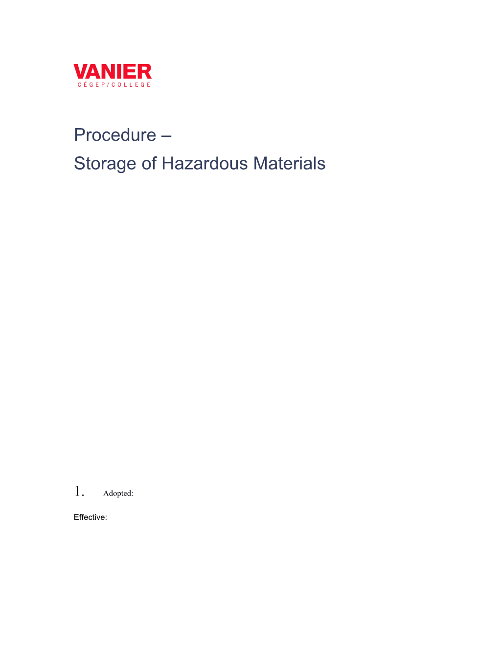 Storage of Hazardous Materials