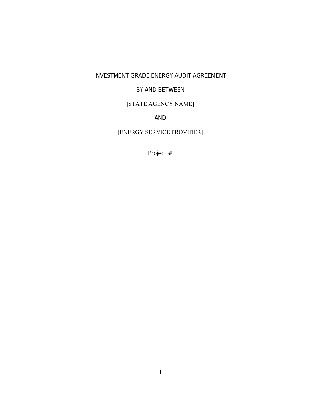 Investment Grade Energy Audit Agreement