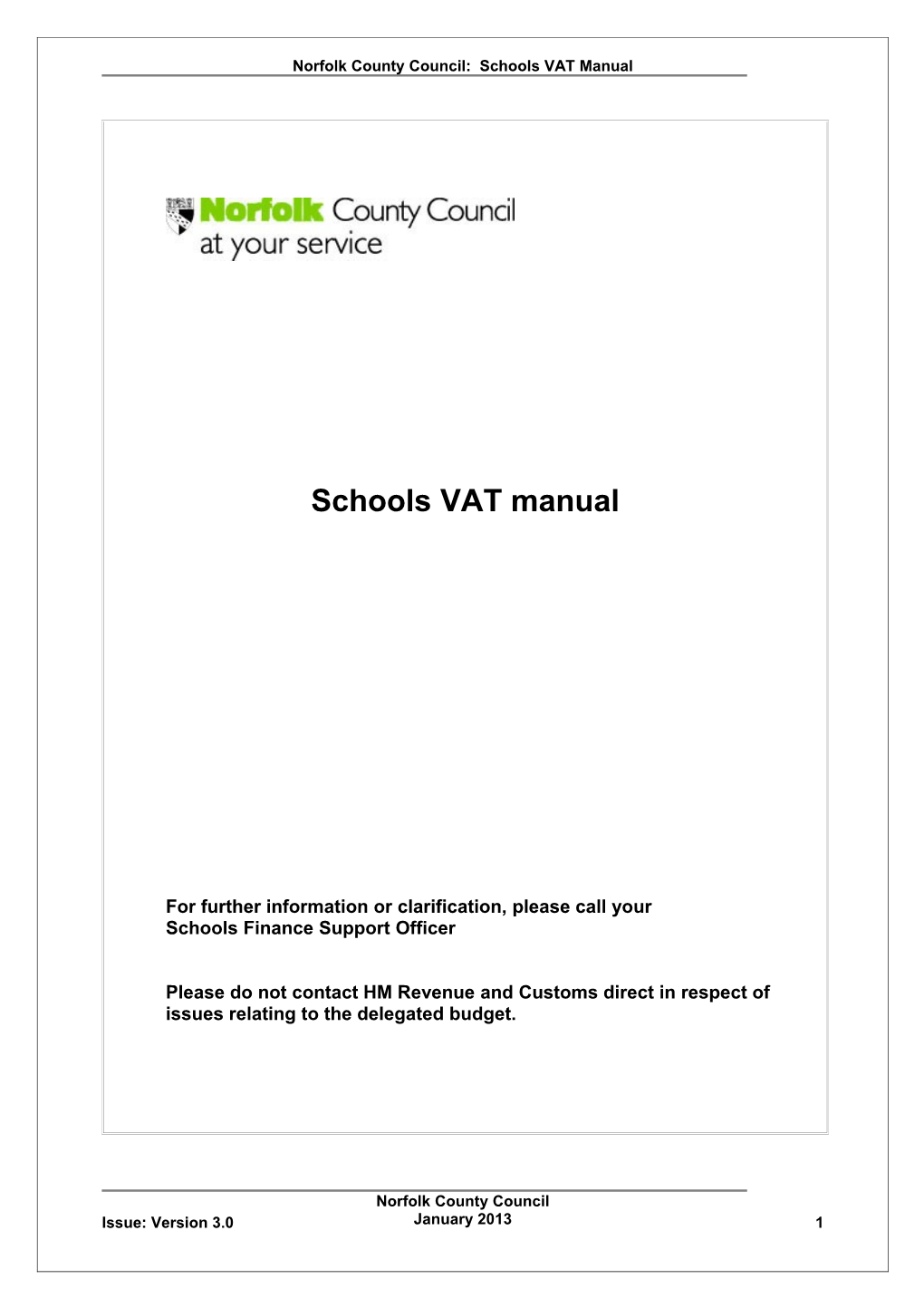 Norfolk County Council: Schools VAT Manual