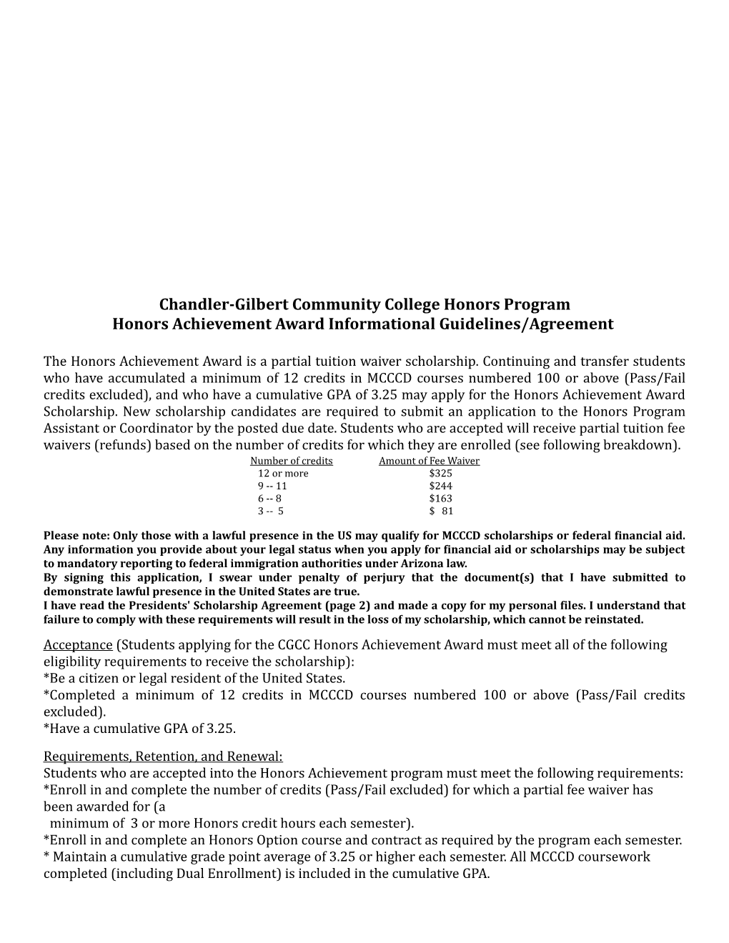 Chandler-Gilbert Community College Honors Program