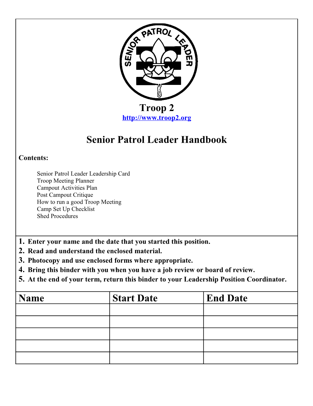 Senior Patrol Leader Handbook