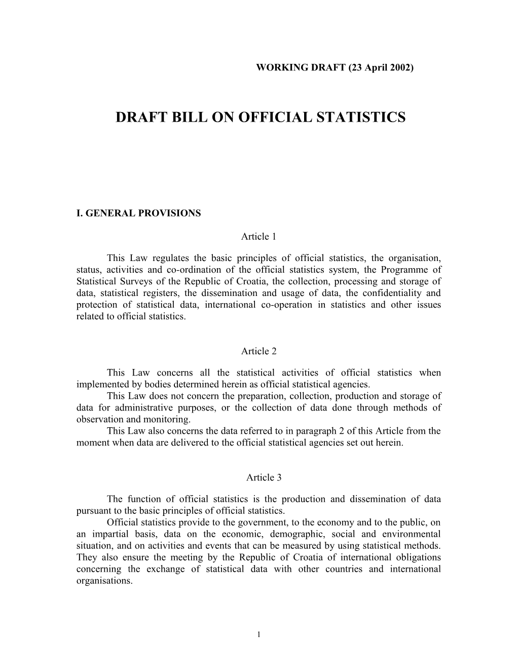 Draft Bill on Official Statistics