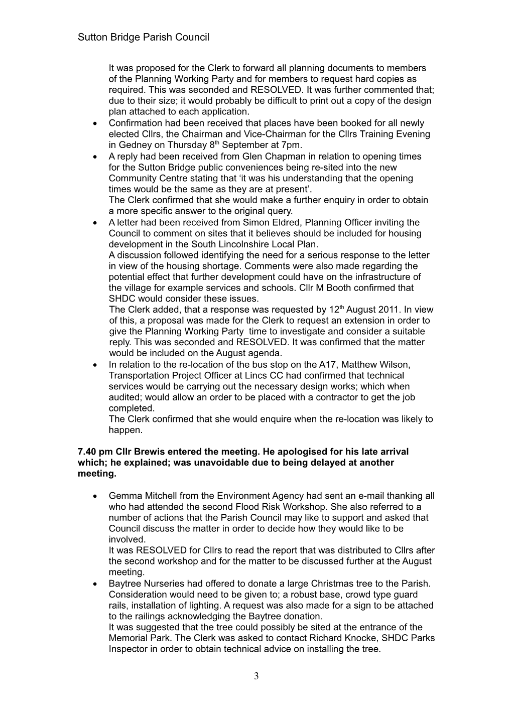 Minutes of the Parish Council Meeting Held on 22Nd January 2011 at St Matthews Church Sutton