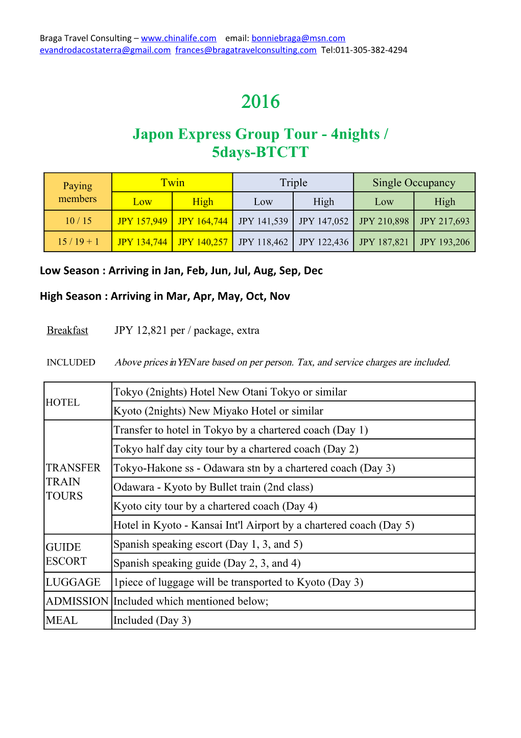 Japon Express Group Tour - 4Nights /5Days-BTCTT
