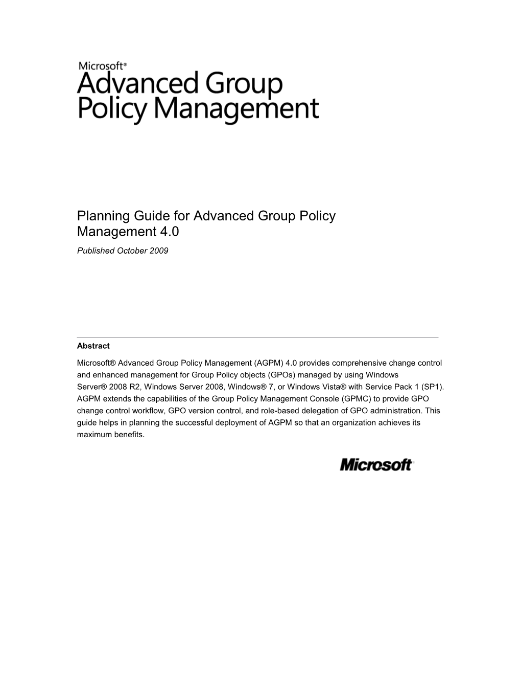 Planning Guide for Advanced Group Policy Management 4.0