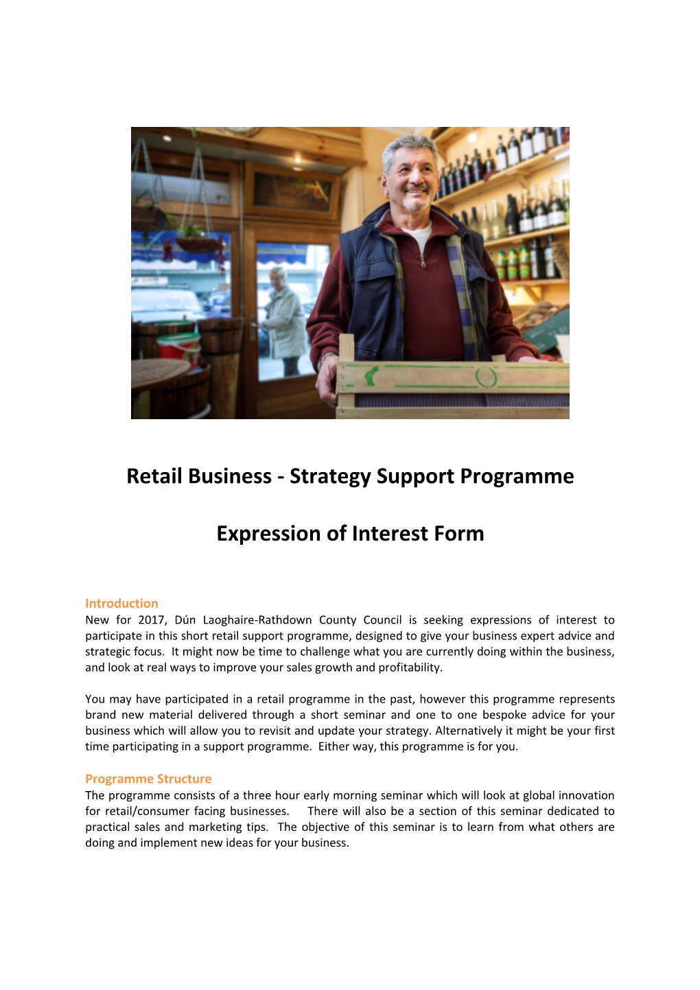 Retail Business - Strategy Support Programme