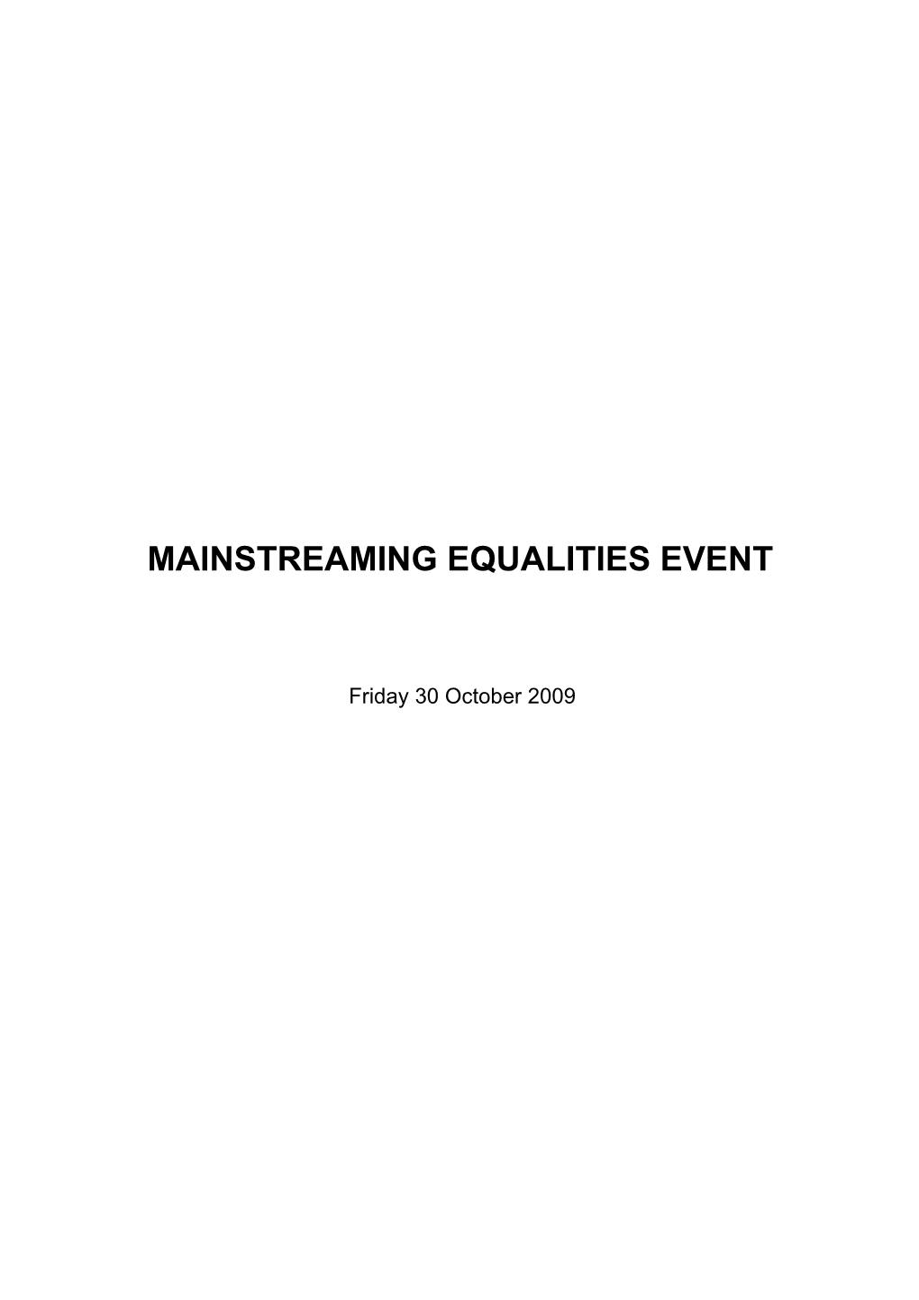 Mainstreaming Equalities Event