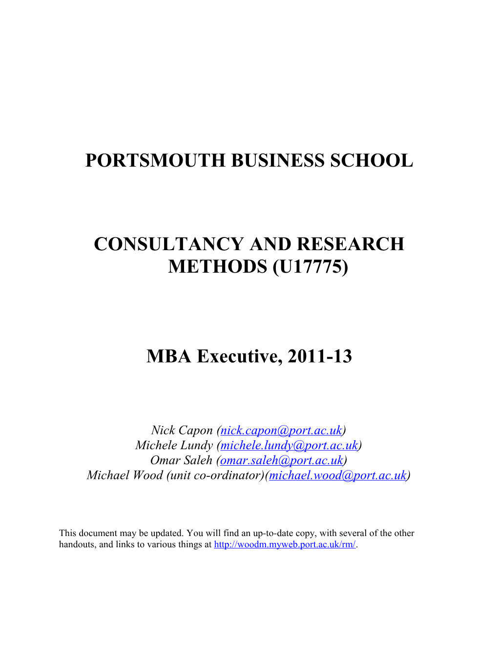 Consultancy and Research Methods (U17775)