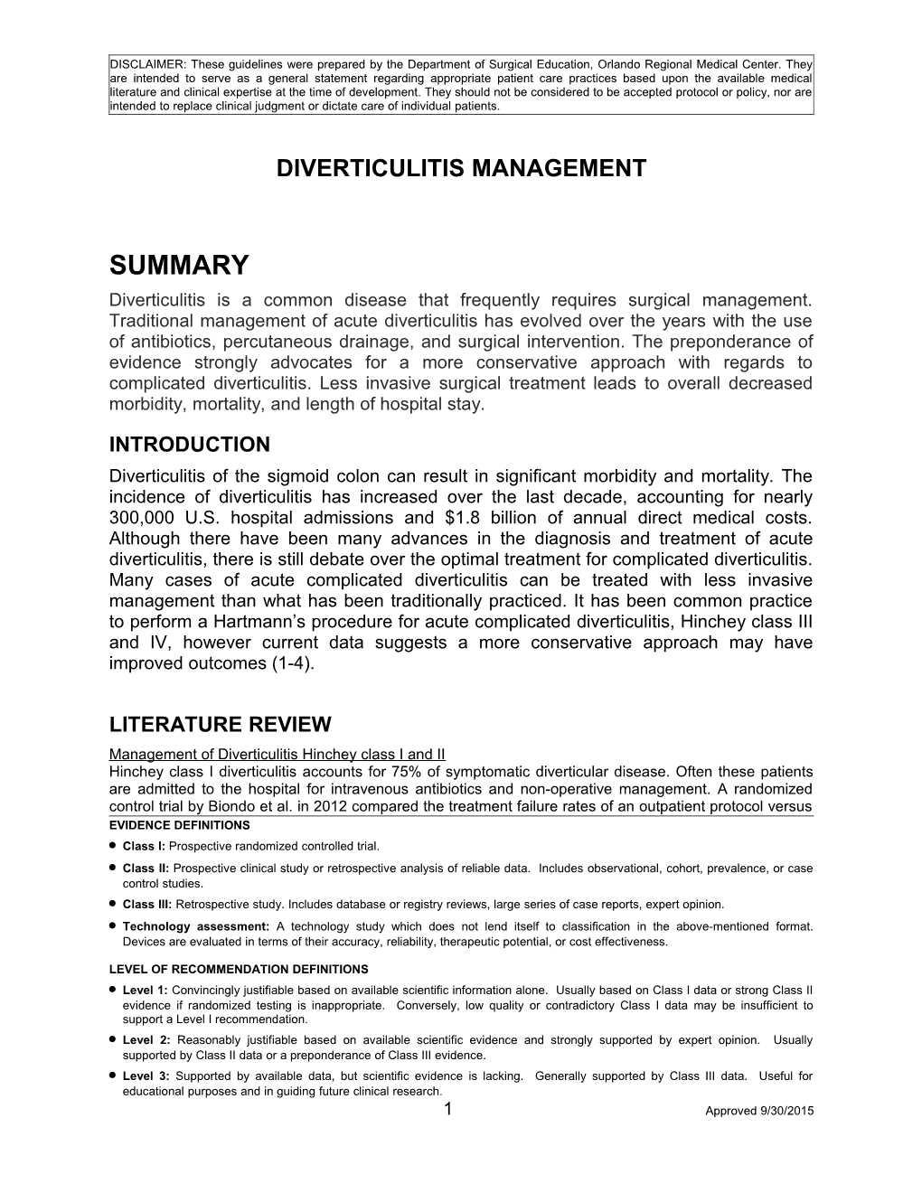 Diverticulitis Management