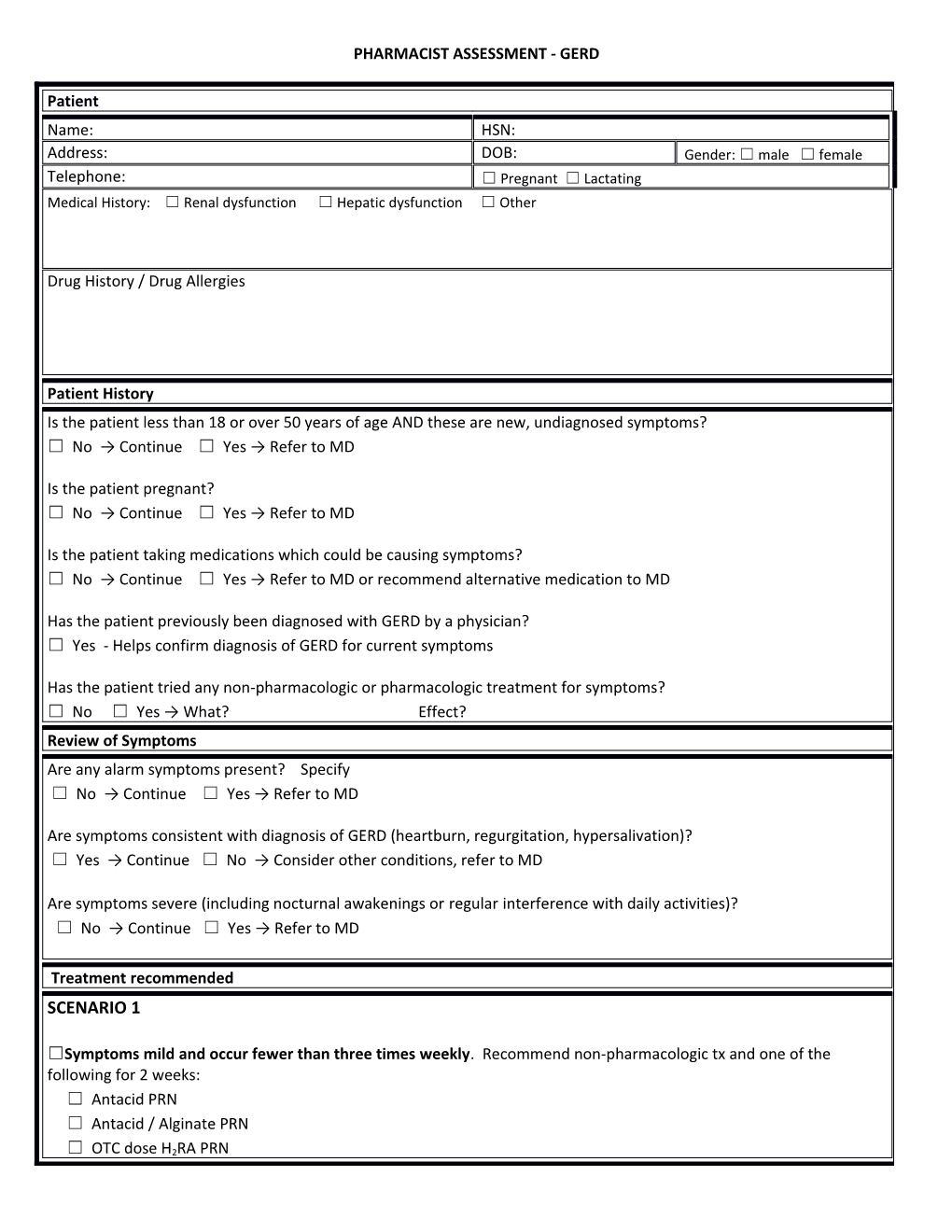 Pharmacist Assessment - Gerd