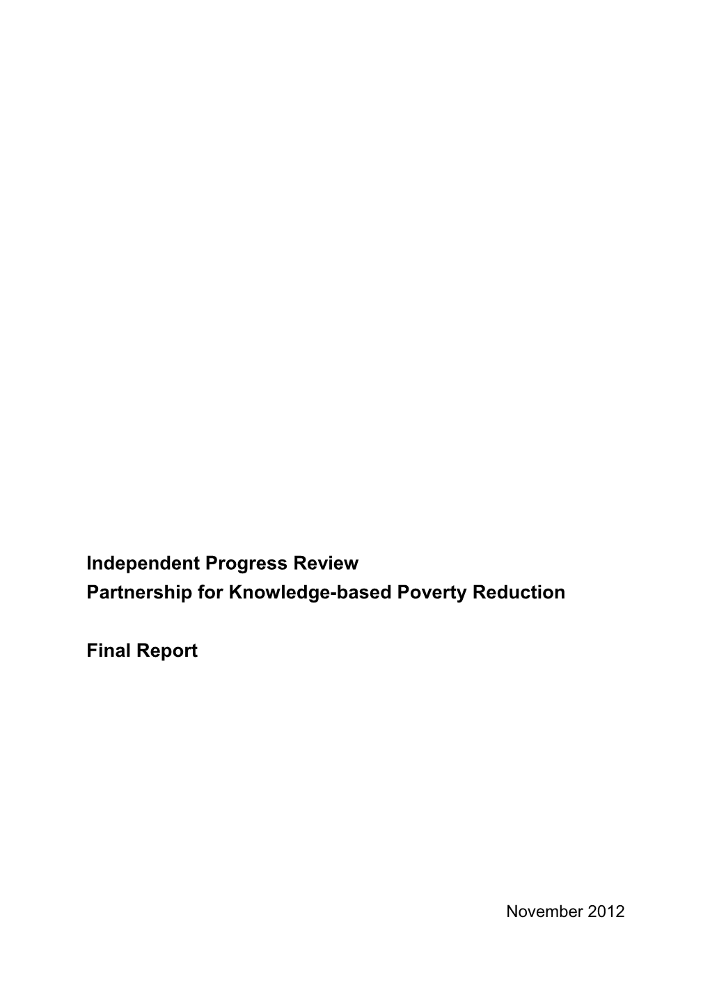 Partnership for Knowledge-Based Poverty Reduction