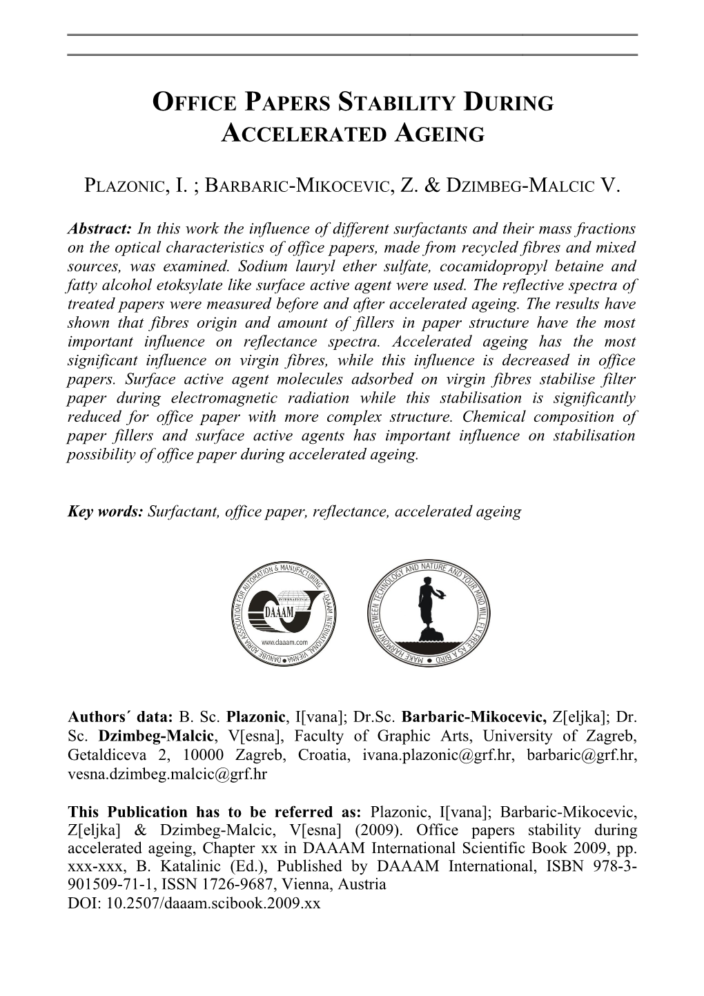 Office Papers Stability During Accelerated Ageing