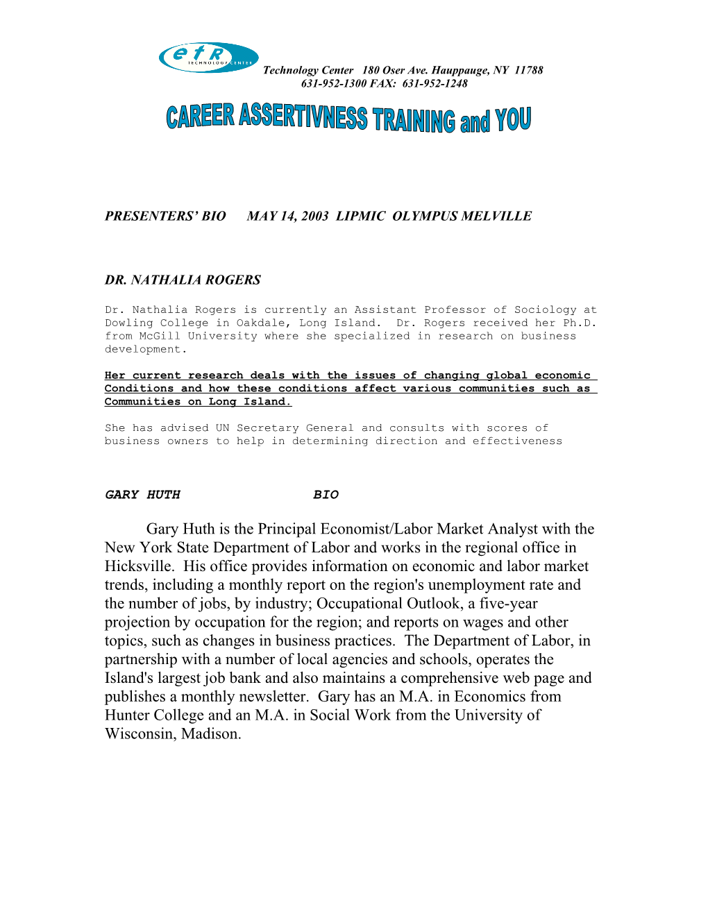 Career Assertiveness Training