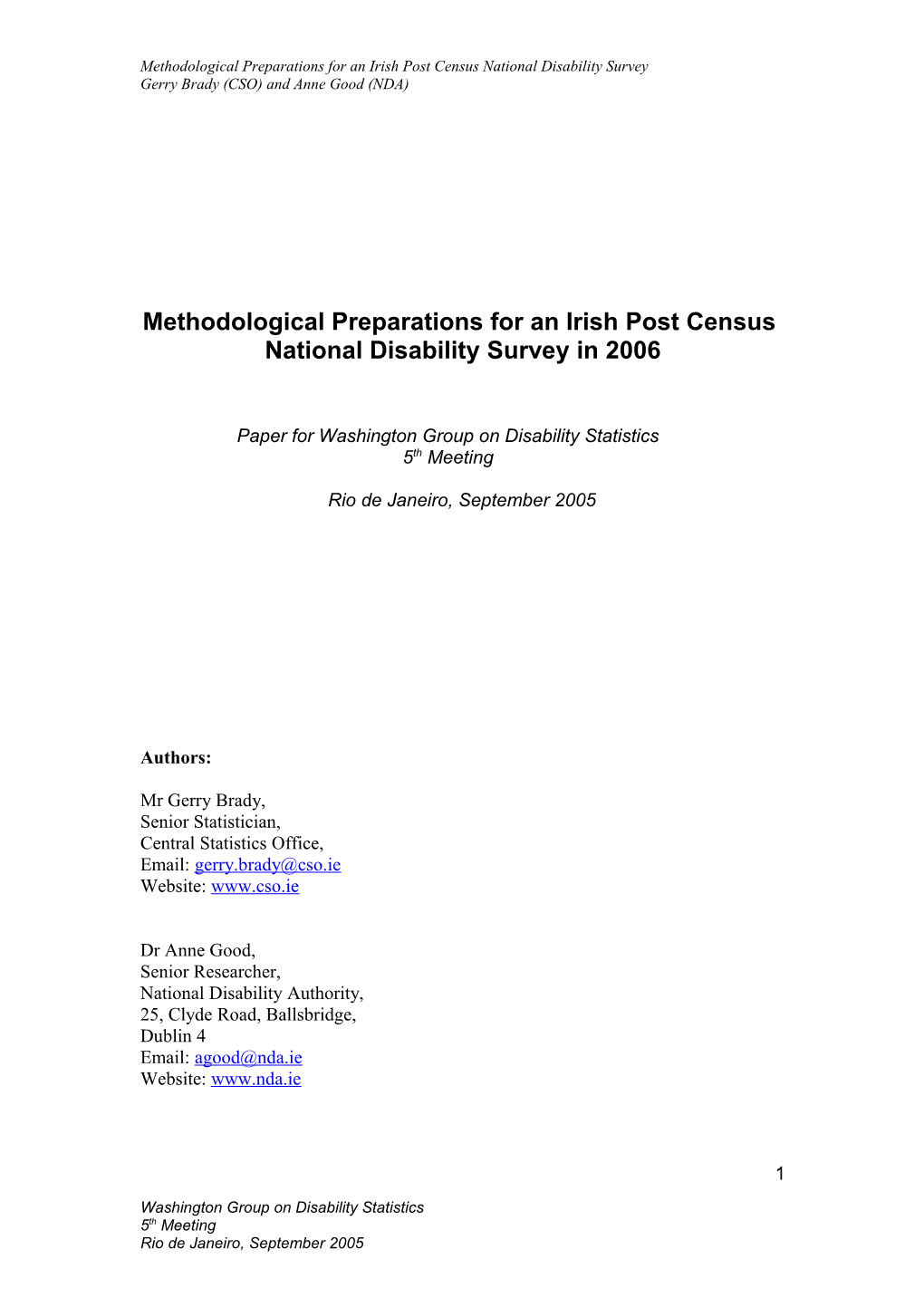 Designing and Piloting an Irish Disability Research Instrument Based on WHO ICF