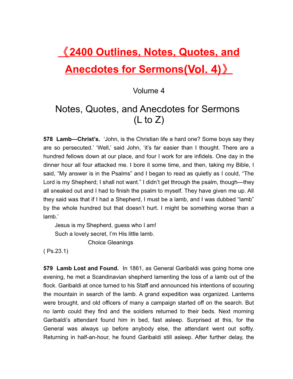 2400 Outlines, Notes, Quotes, and Anecdotes for Sermons(Vol. 4)