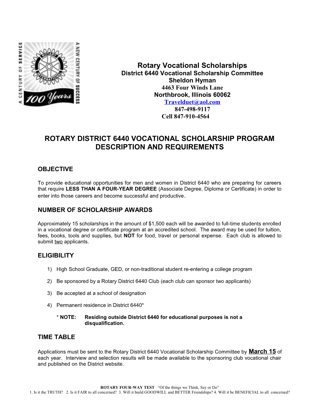 2004-2005 Rotary Vocational Scholarships