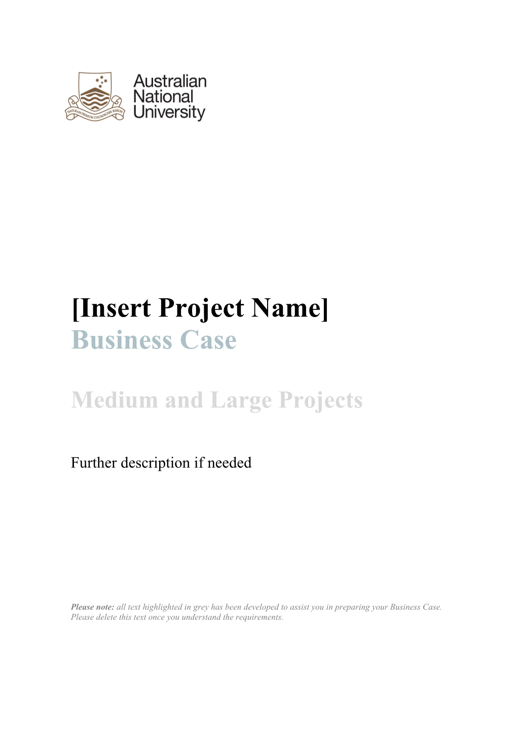 Business Case Template- Medium and Large Projects