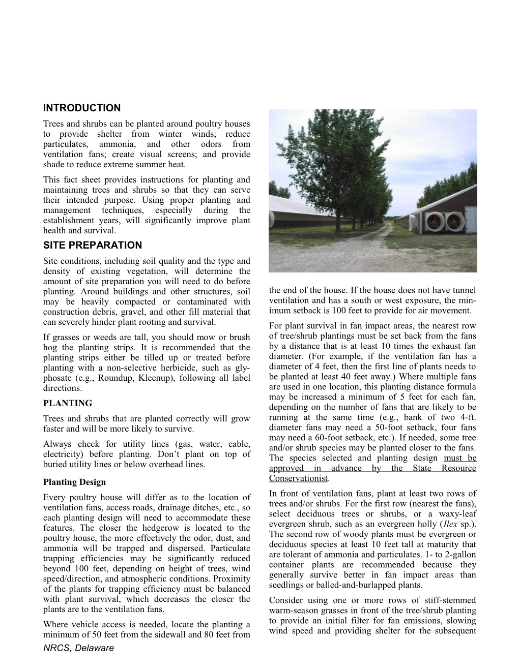 Hedgerow Planting Trees and Shrubs for Poultry Houses Fact Sheet - 1