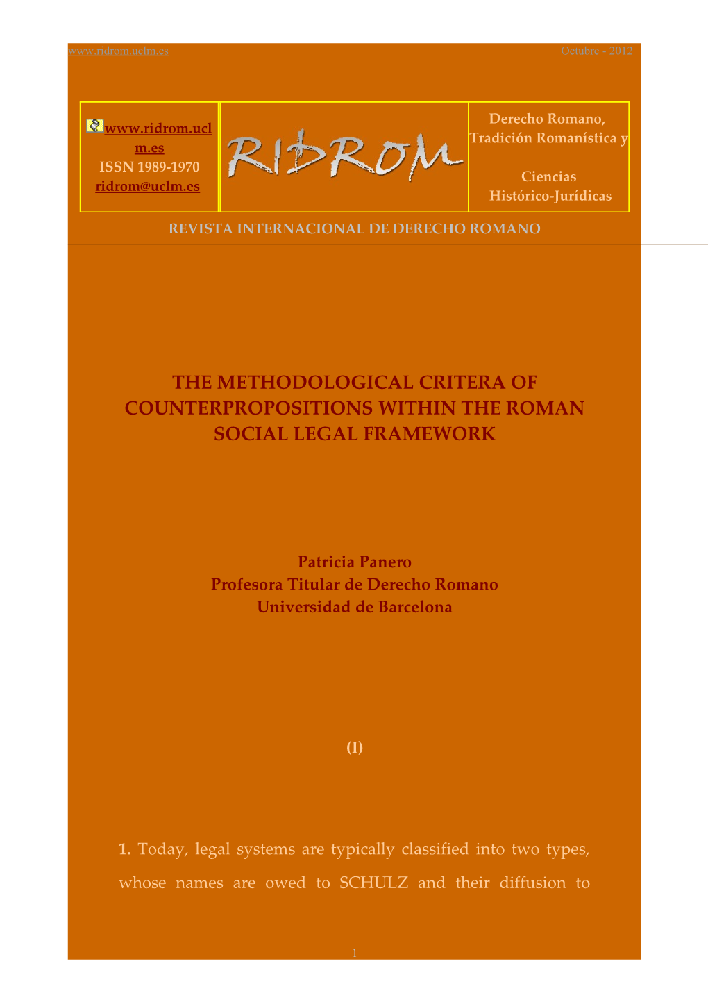 The Methodological Criteria of Counterpropositions Within the Roman Social Legal Framework
