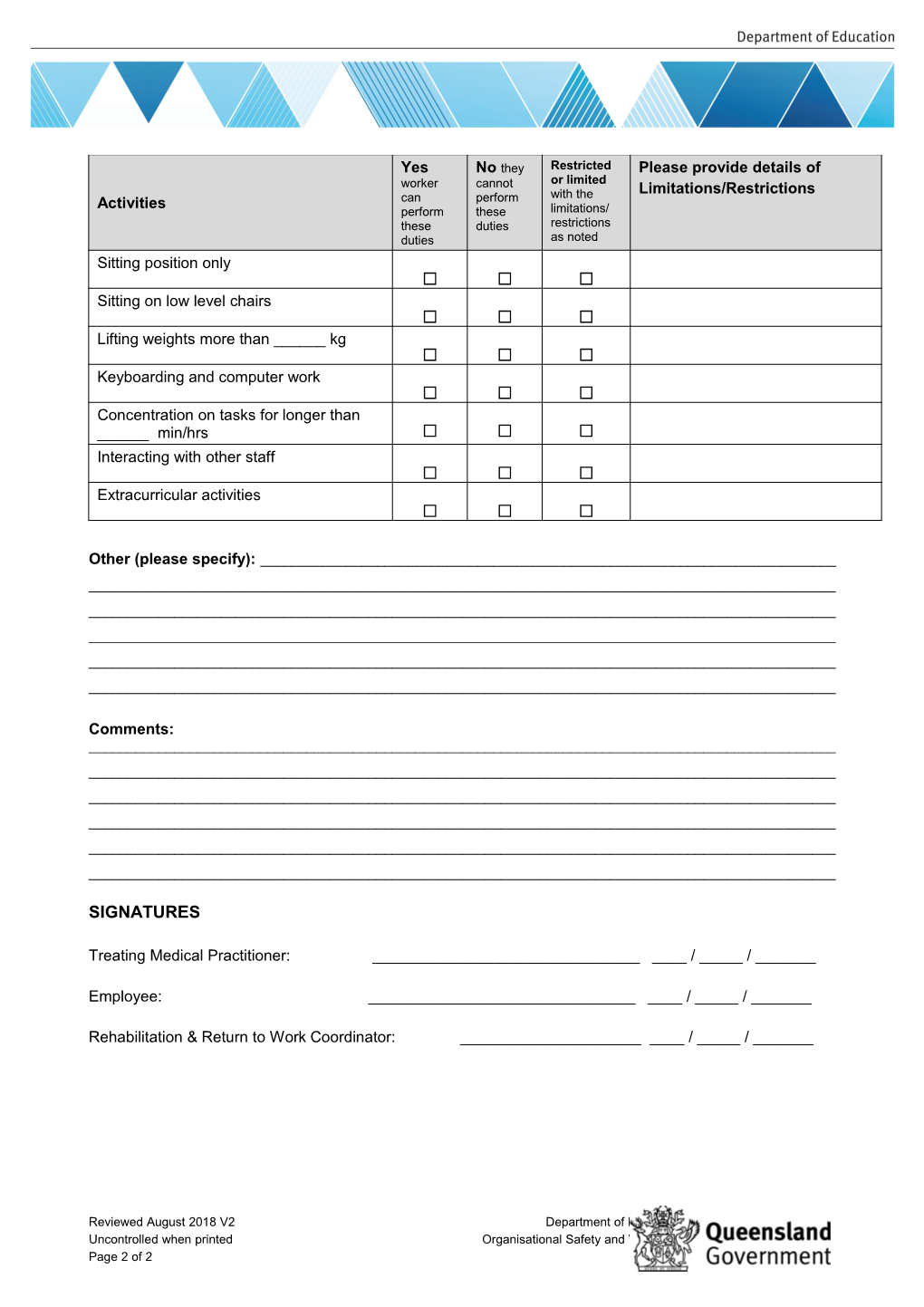 CM08(B) - Work Capabilities Checklist - Teacher Aides