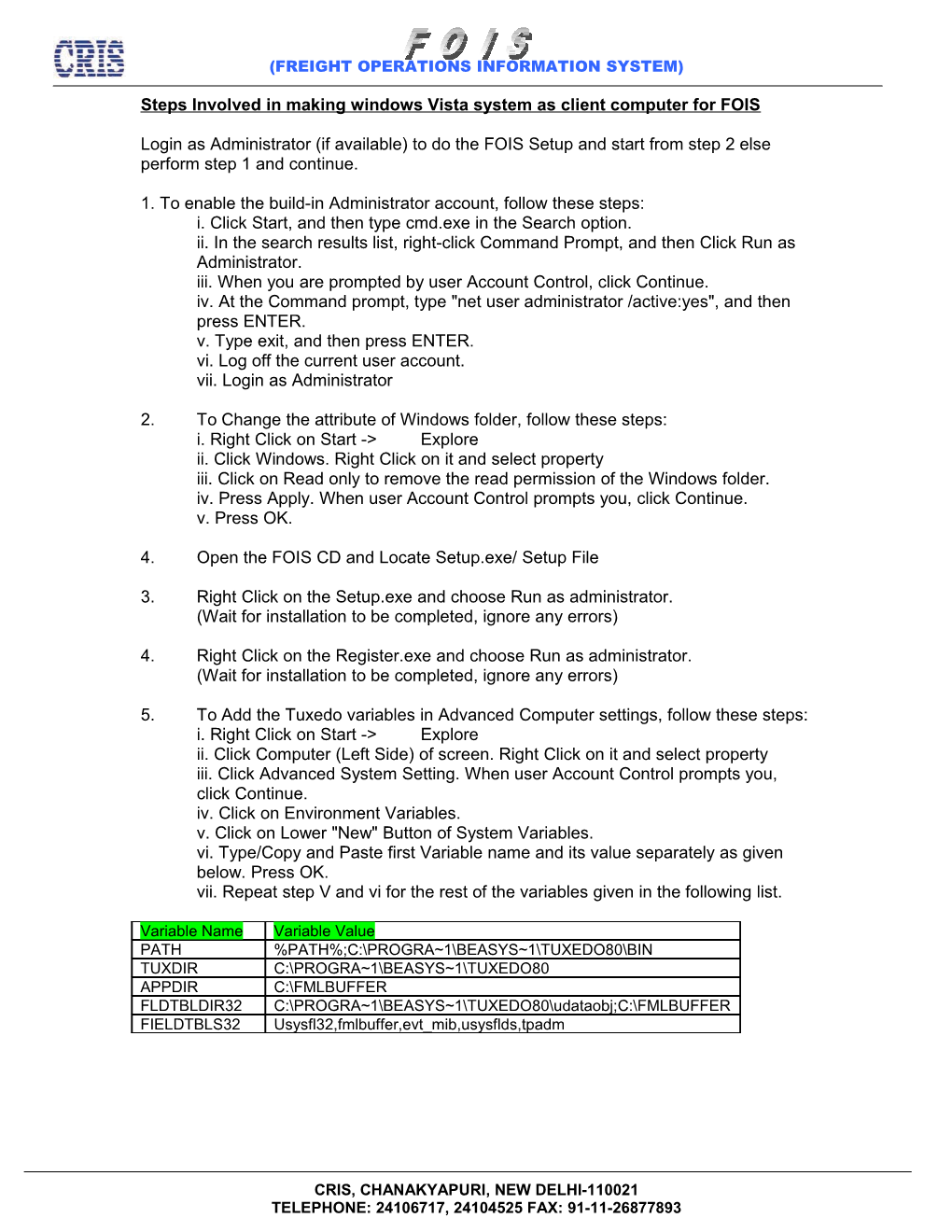 Freight Operations Information System