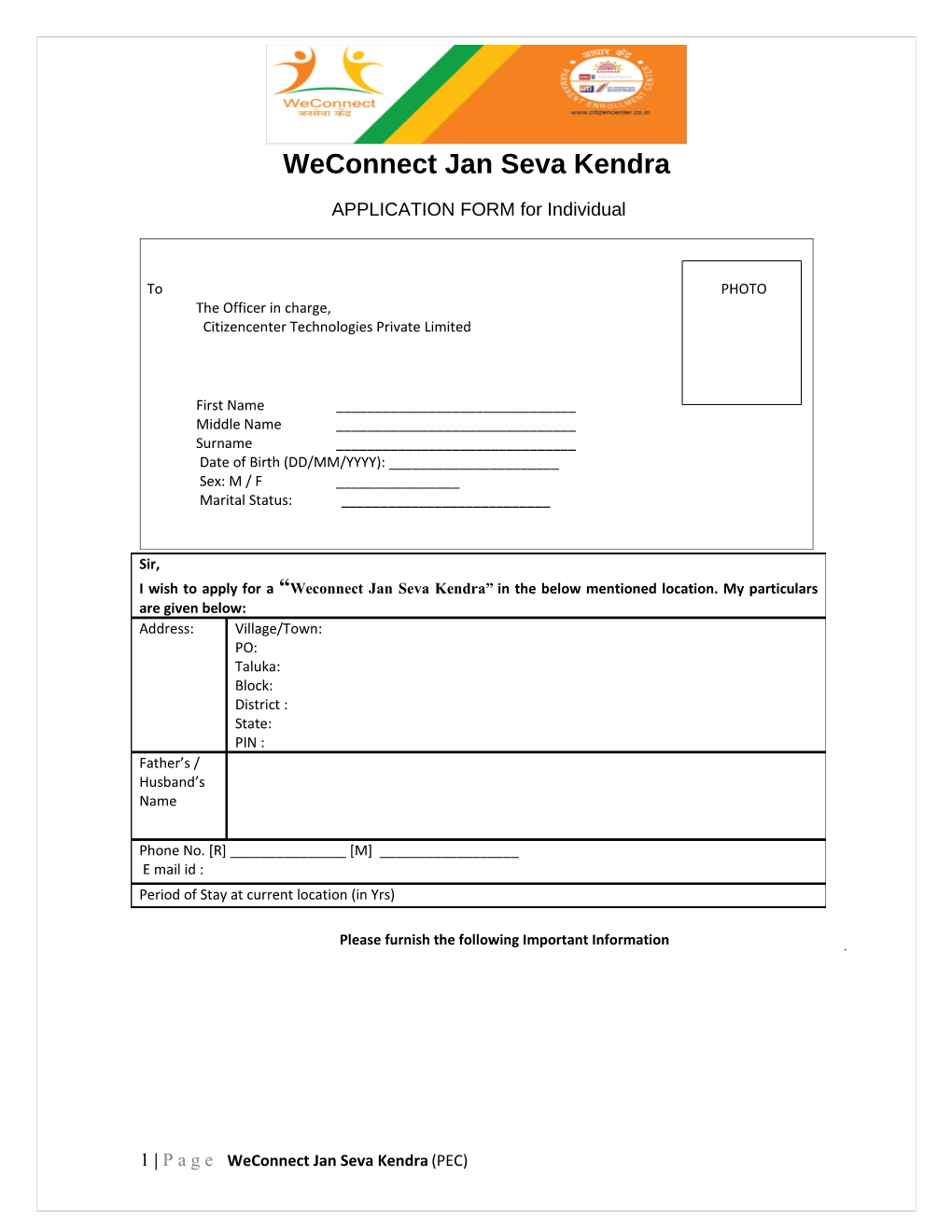 Weconnect Jan Seva Kendra