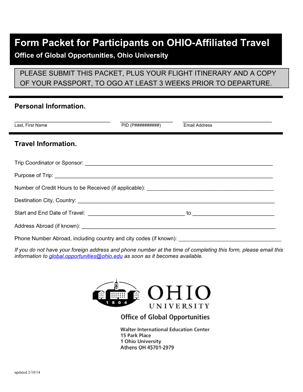 Office of Global Opportunities, Ohio University