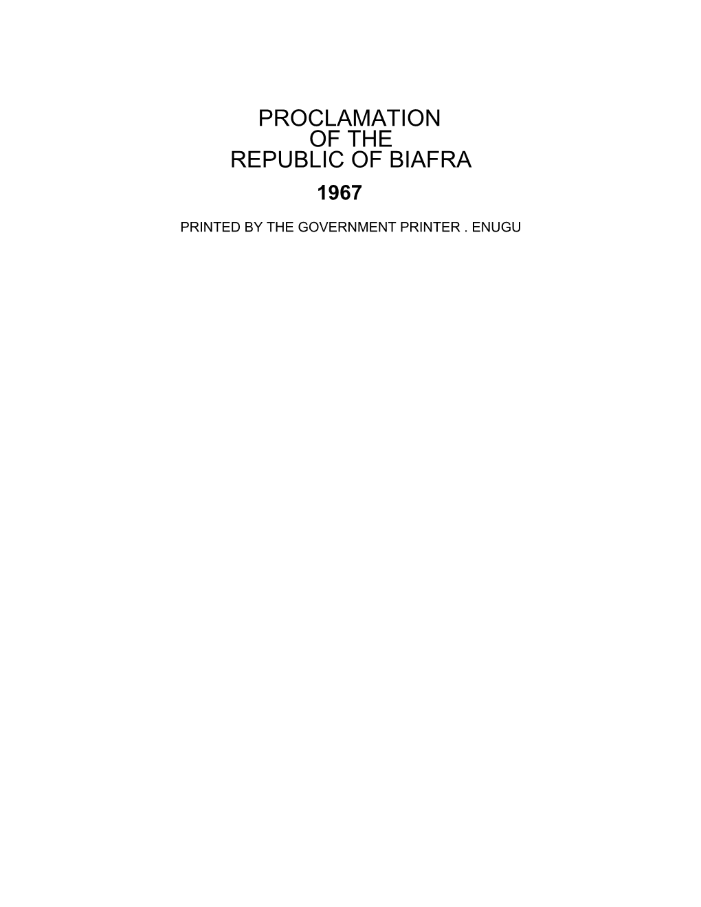 Proclamation of the Republic of Biafra