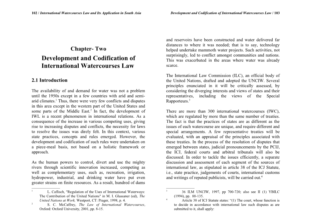 Development and Codification of International Watercourses Law