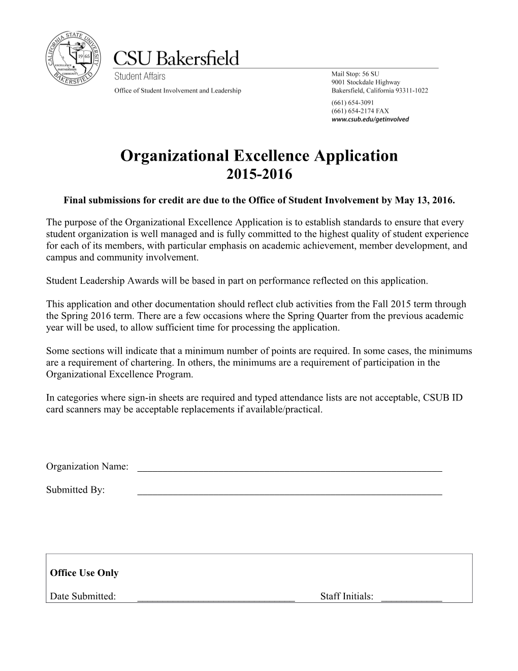 Organizational Excellence Applicationpage 1