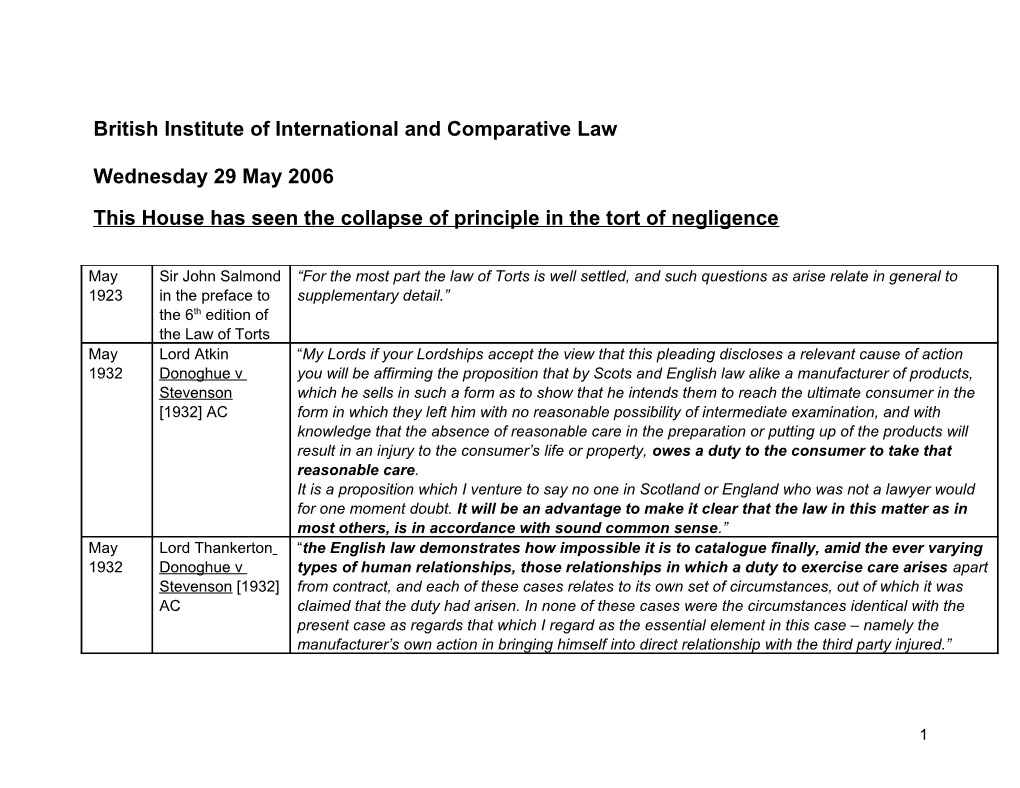 British Institute of International and Comparative Law Wednesday 29 May