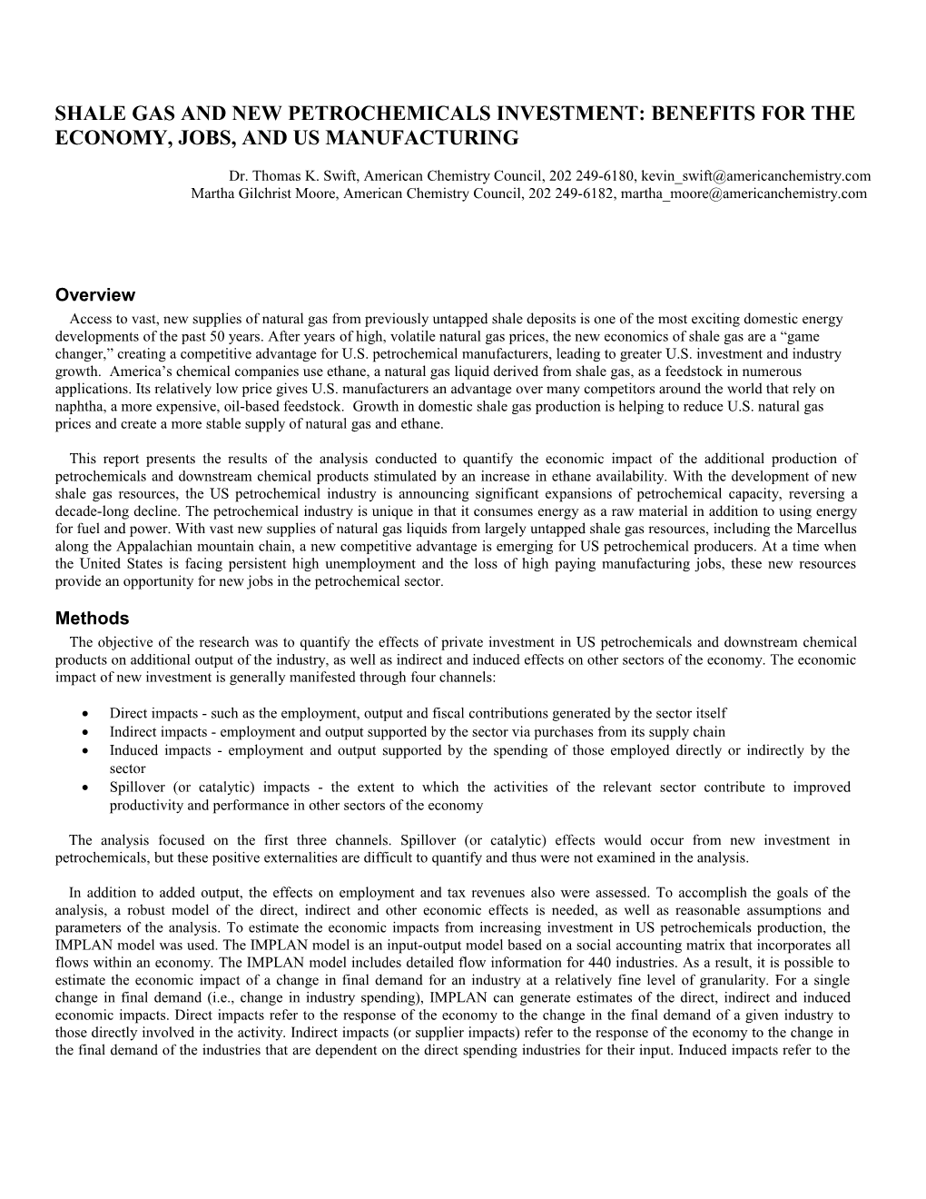 Shale Gas and New Petrochemicals Investment: Benefits for the Economy, Jobs, and US