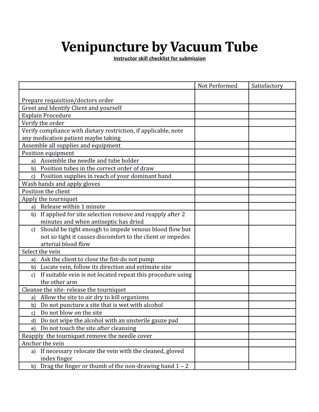 Instructor Skill Checklist for Submission