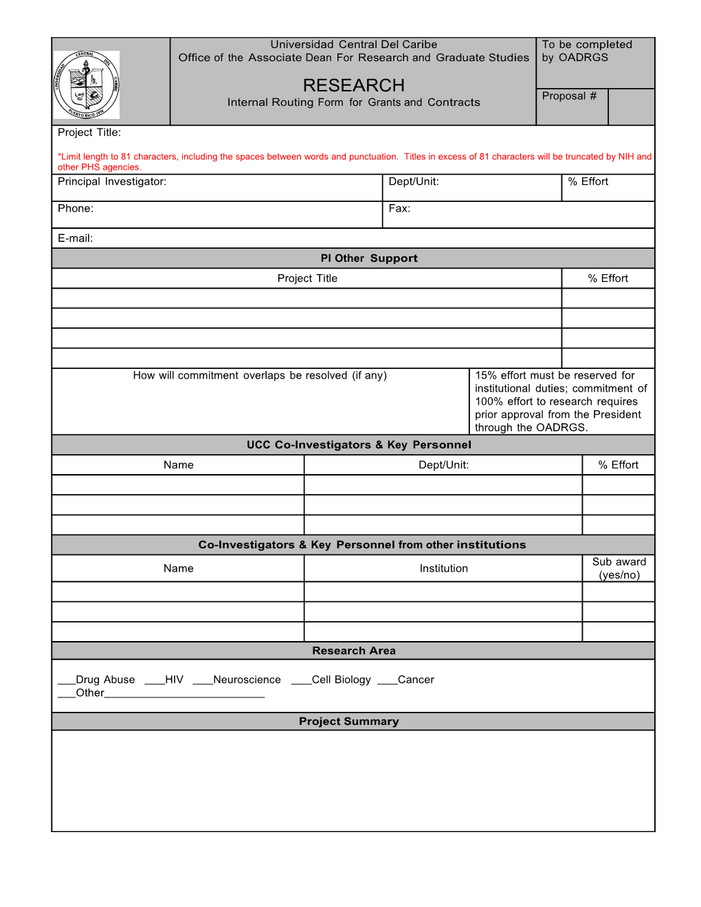 Internal Routing Form 2011-1