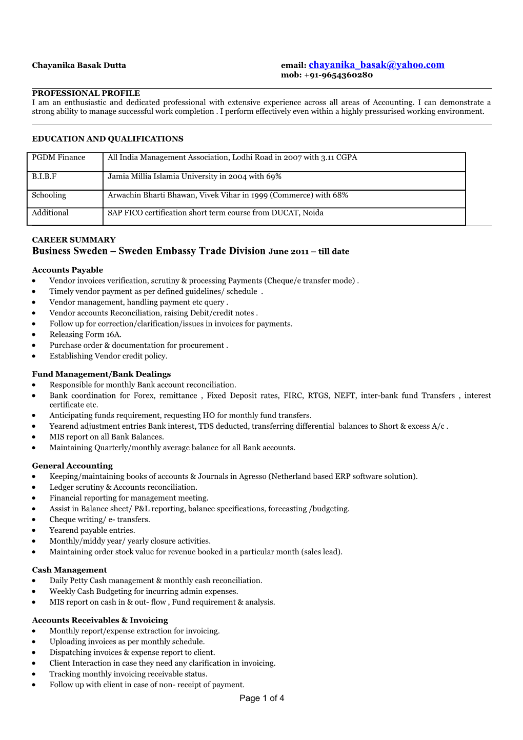 Resume Sample (Experience and Combine Format)