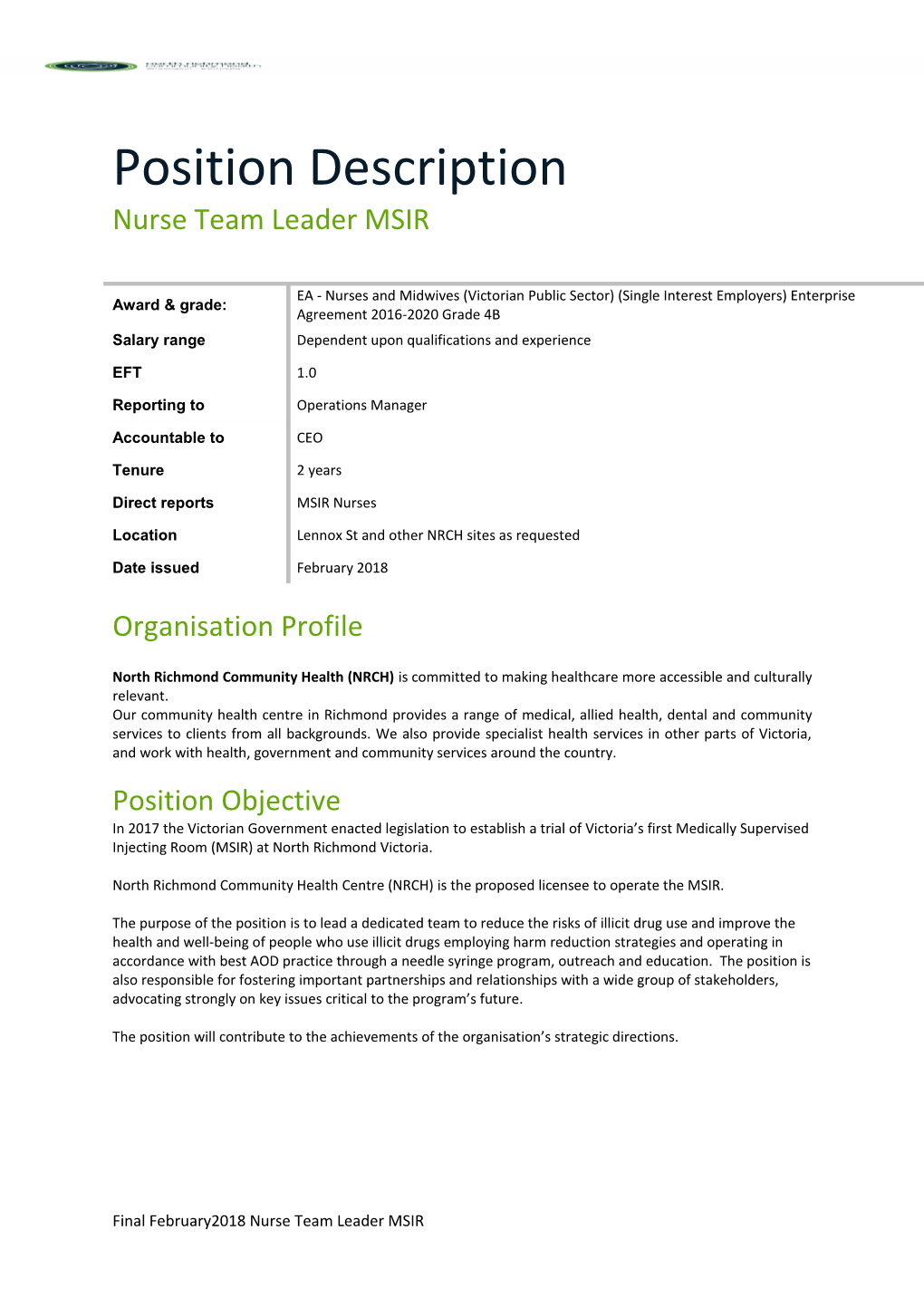 Nurse Team Leader MSIR