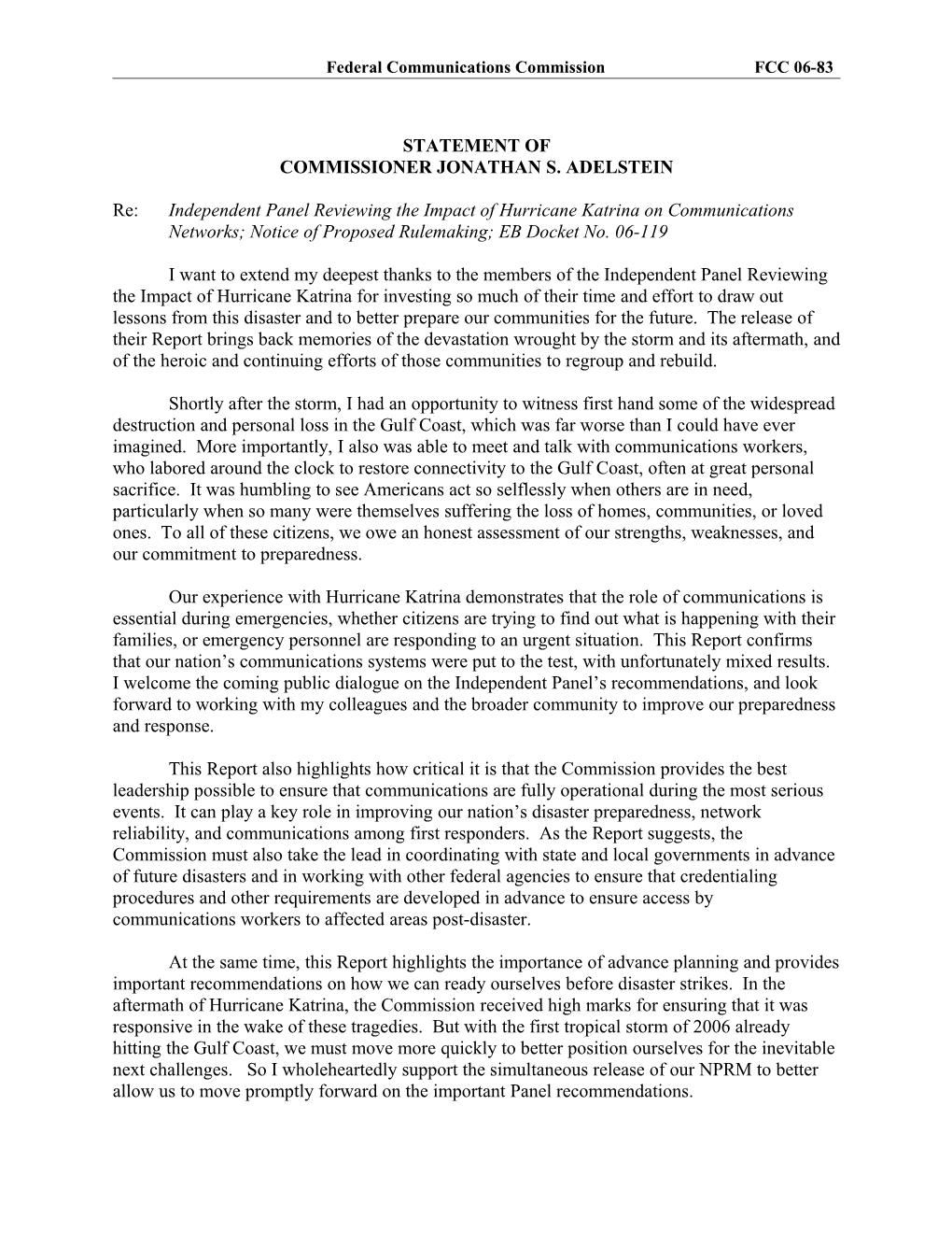 Federal Communications Commission FCC 06-83