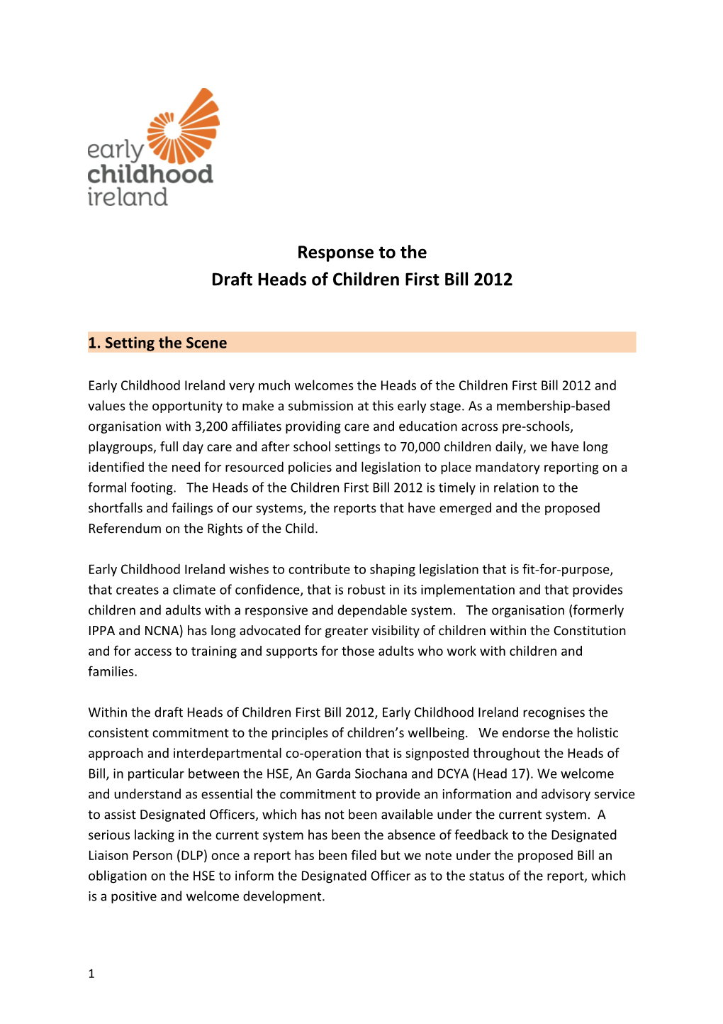 Draft Heads of Children First Bill 2012