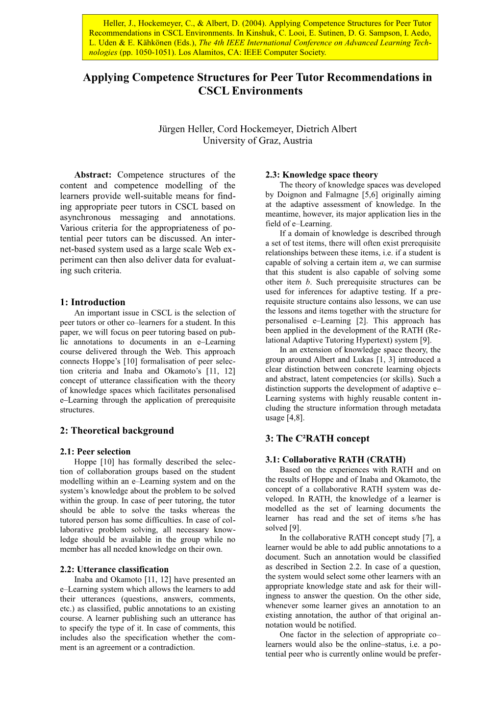 Applying Competence Structures for Peer Tutor Recommendations in CSCL Environments