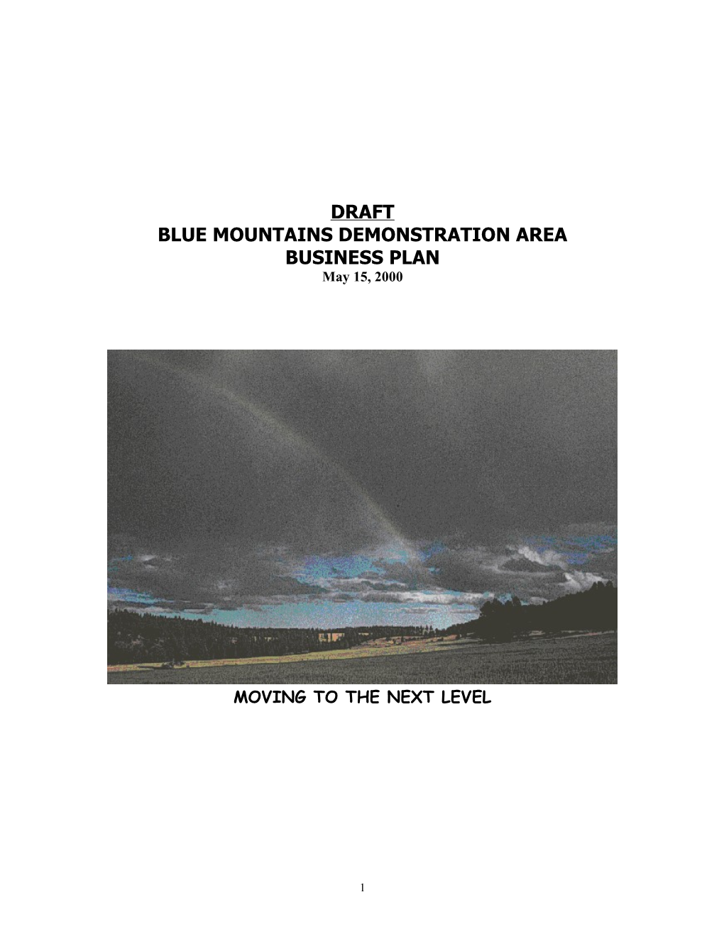 BLUE MOUNTAINS DEMONSTRATION AREA Business Plan