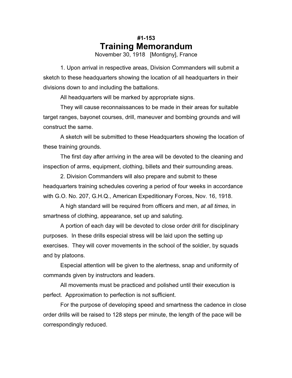 Training Memorandum