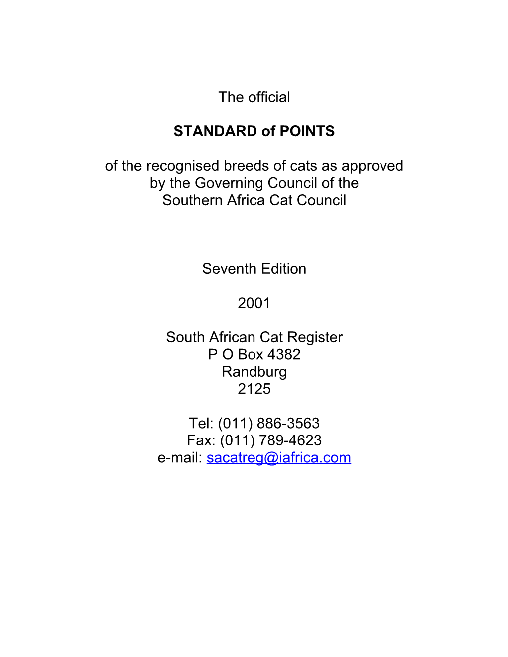 STANDARD of POINTS