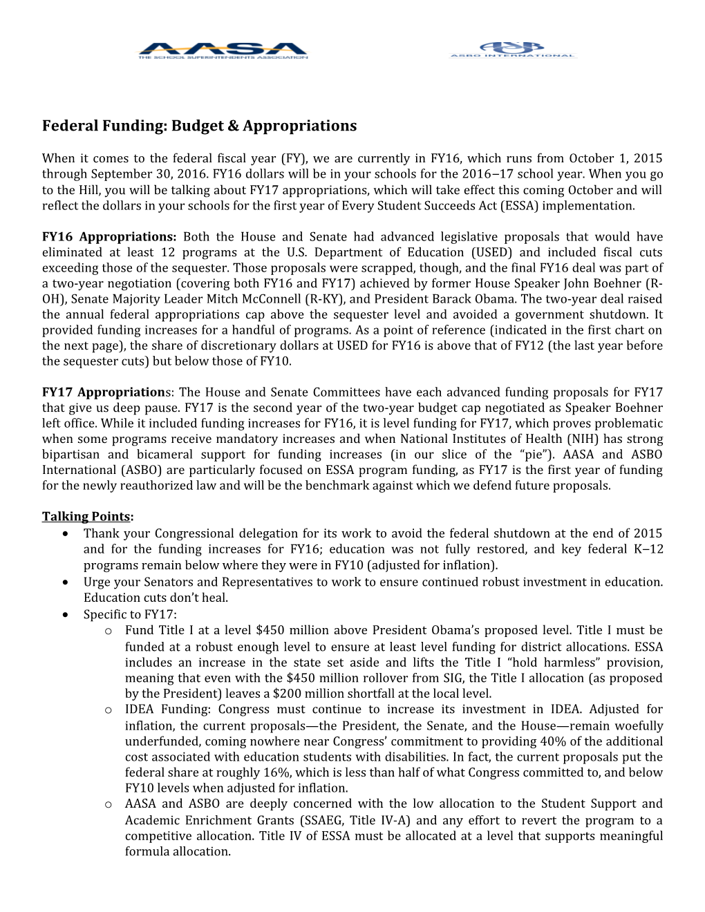 Federal Funding: Budget & Appropriations