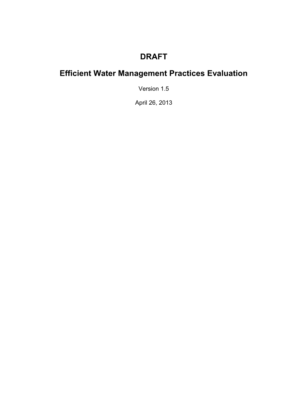 Efficient Water Management Practicesevaluation