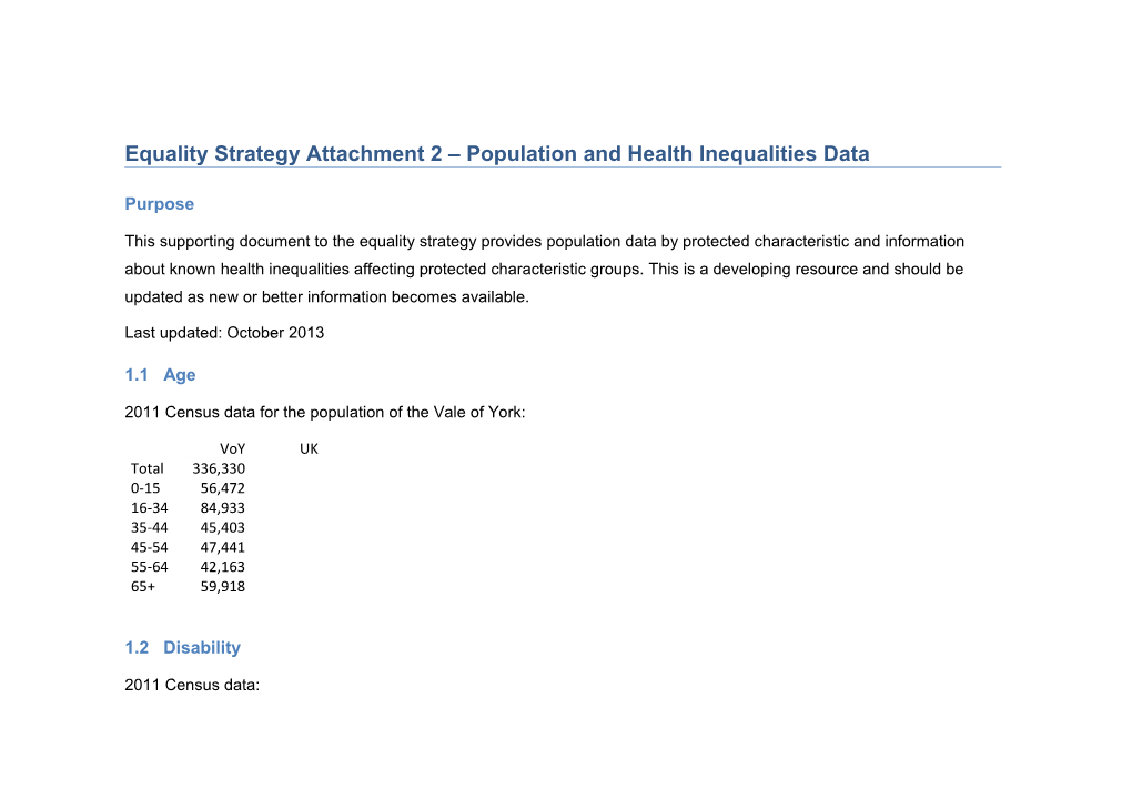Equality Strategy Attachment 2 Population and Health Inequalities Data