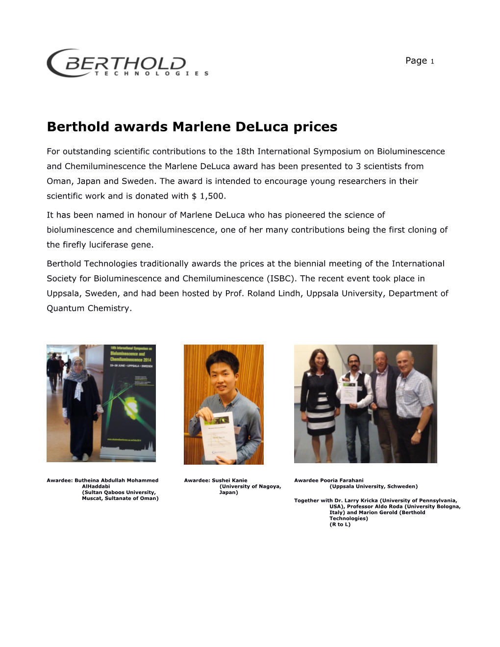 Berthold Awards Marlene Deluca Prices