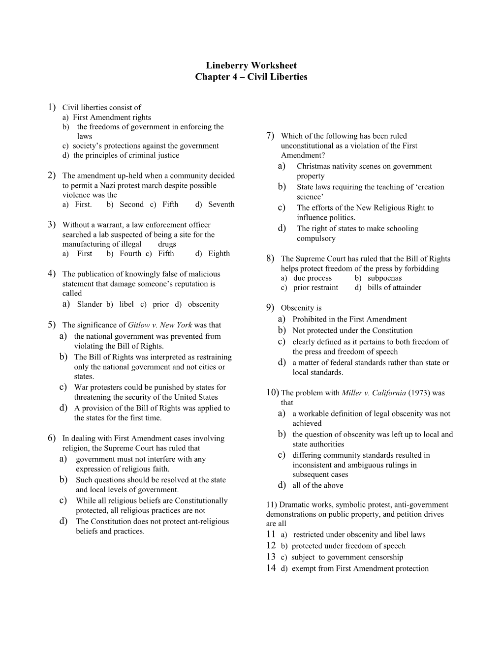 Lineberry Worksheet