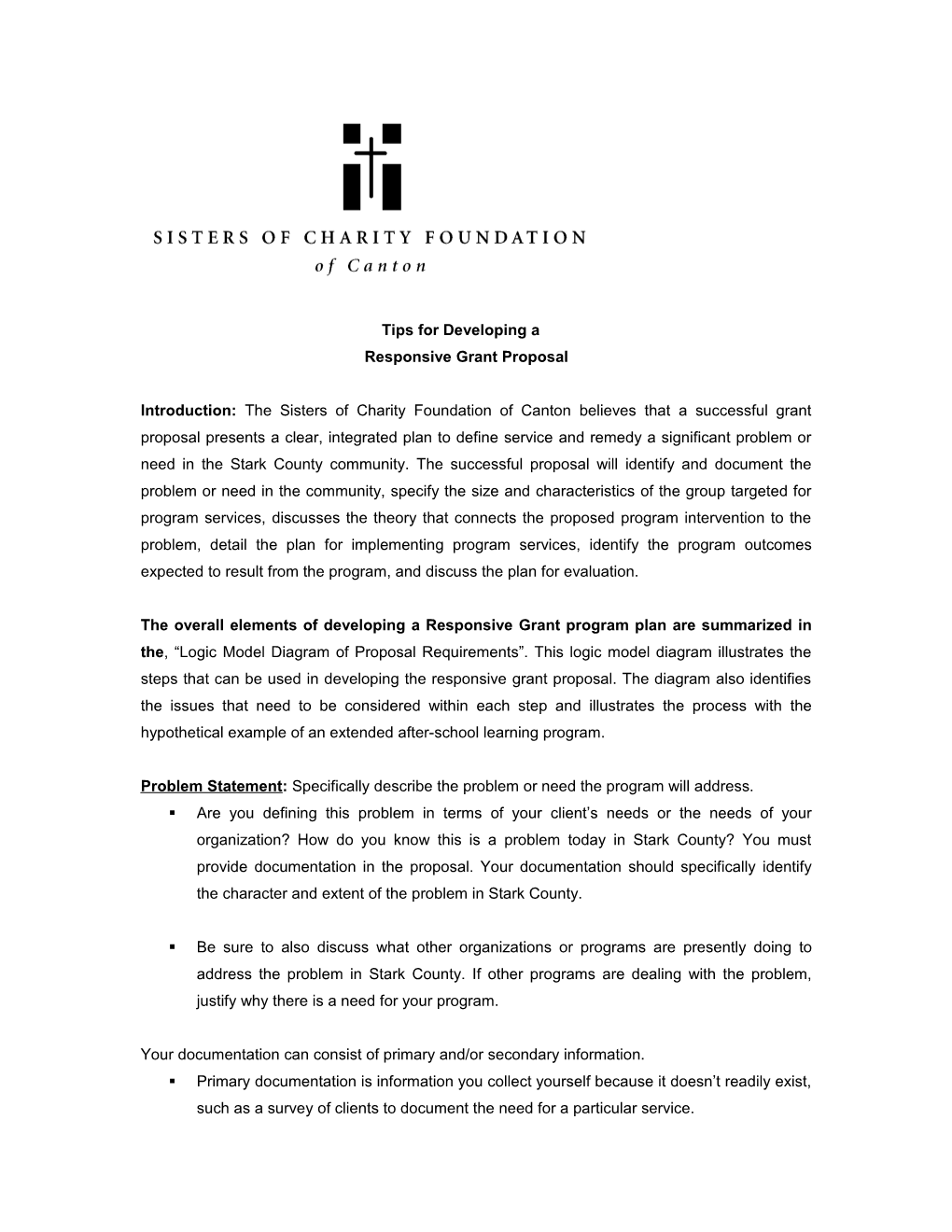 Responsive Grant Proposal Format