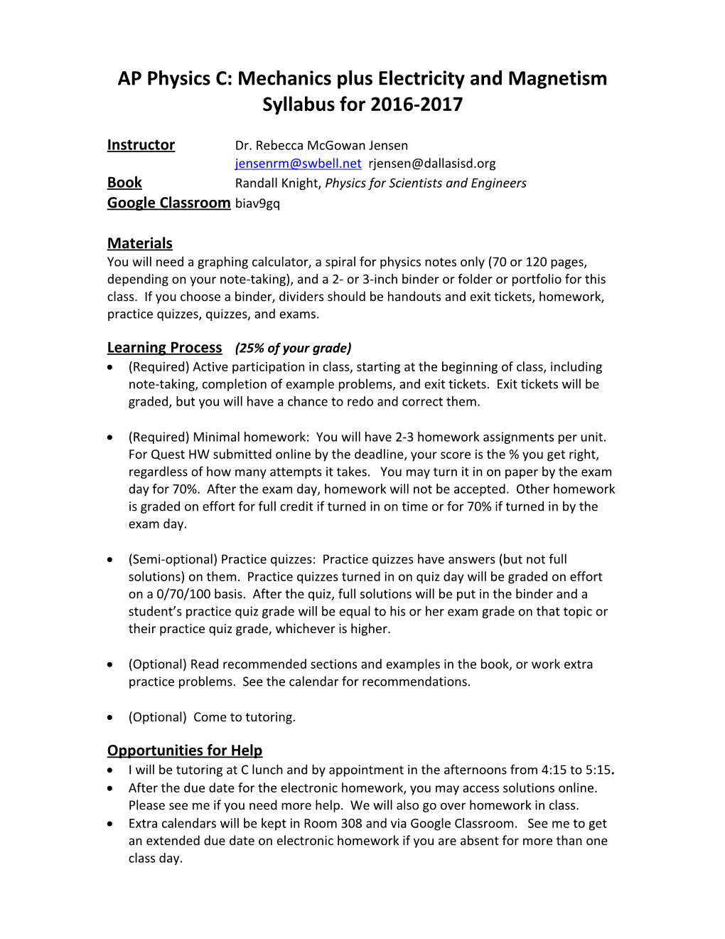 AP Physics C: Mechanics Plus Electricity and Magnetism