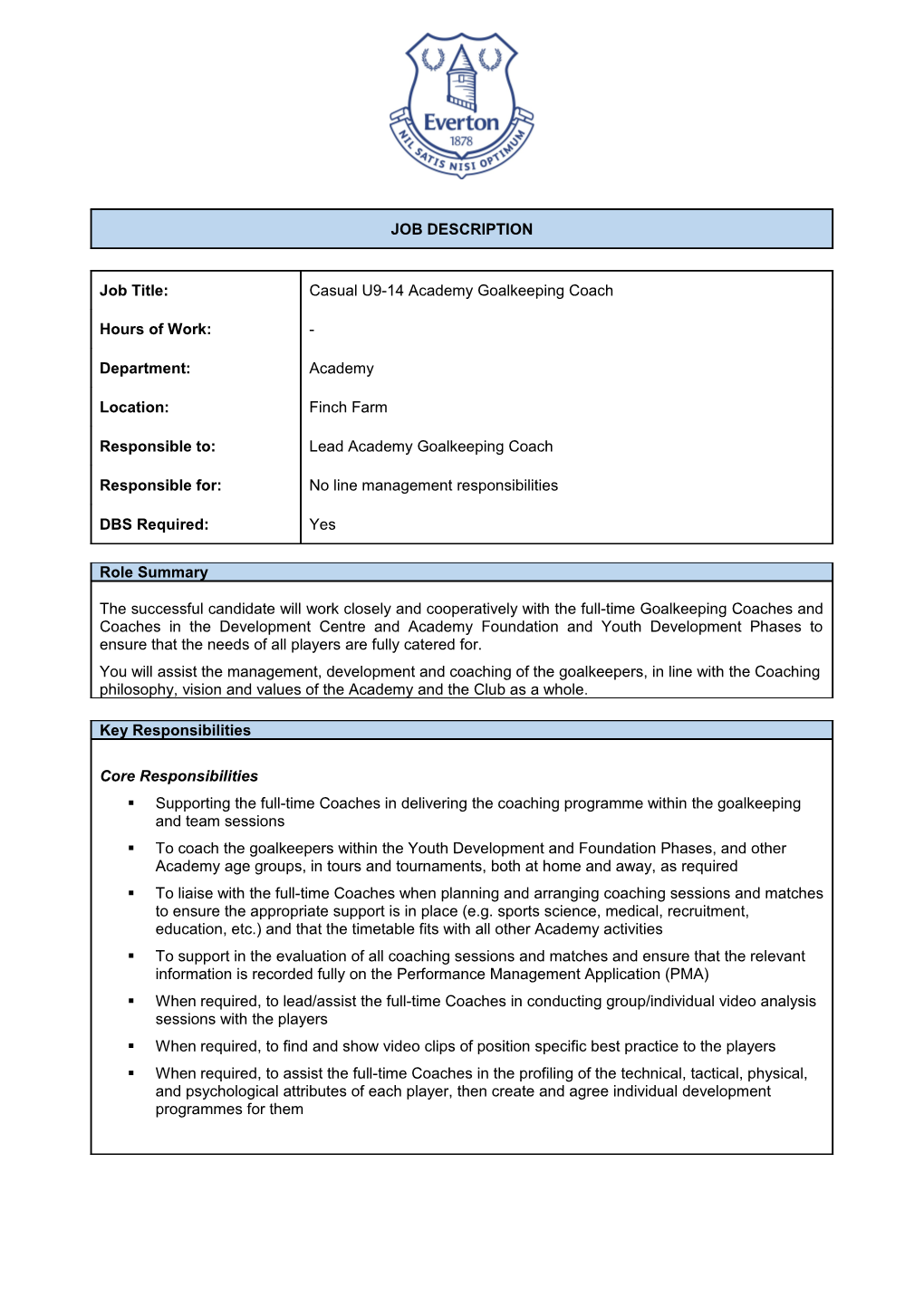 Casual U9-14 Academy Goalkeeping Coach